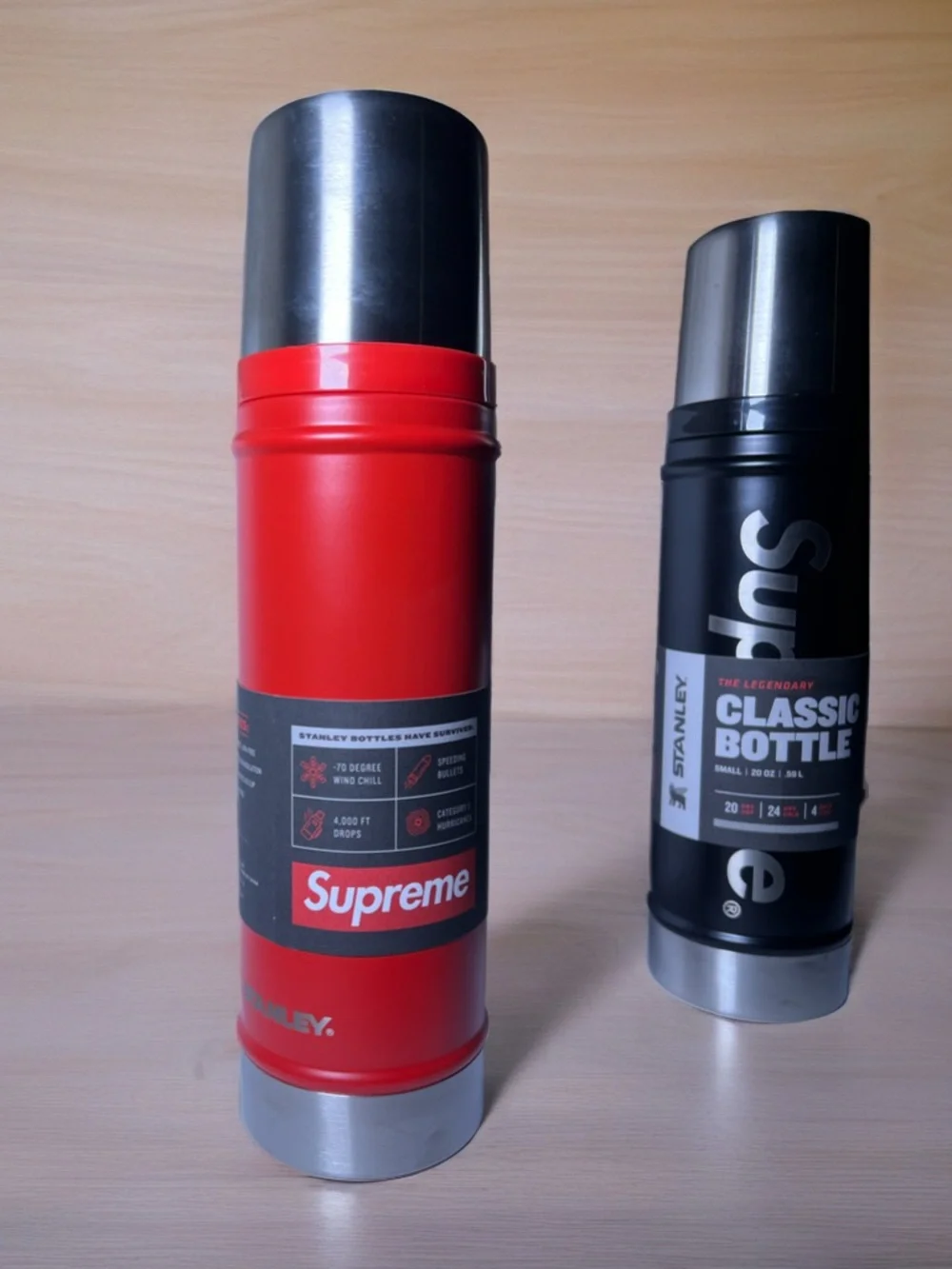 Supreme x Stanley Classic Bottle 20oz Thermos Red + Black Stainless Steel - Picture 2 of 14